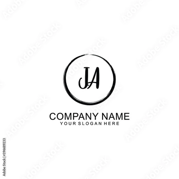 Fototapeta Initial JA Handwriting, Wedding Monogram Logo Design, Modern Minimalistic and Floral templates for Invitation cards