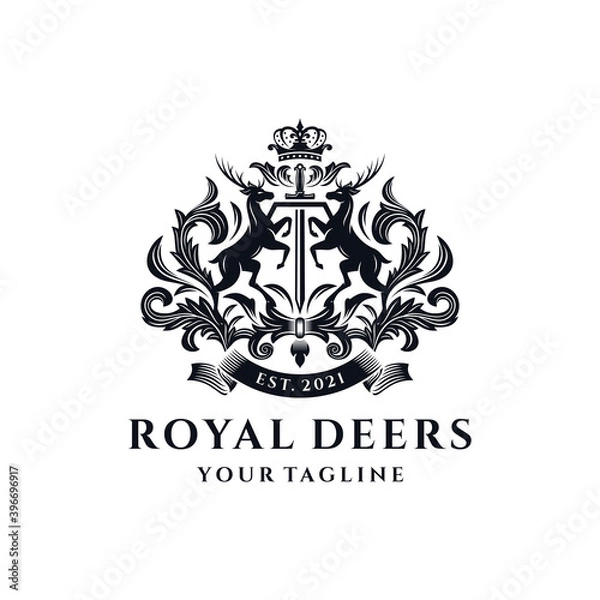 Obraz Royal Deer Crest Logo Template