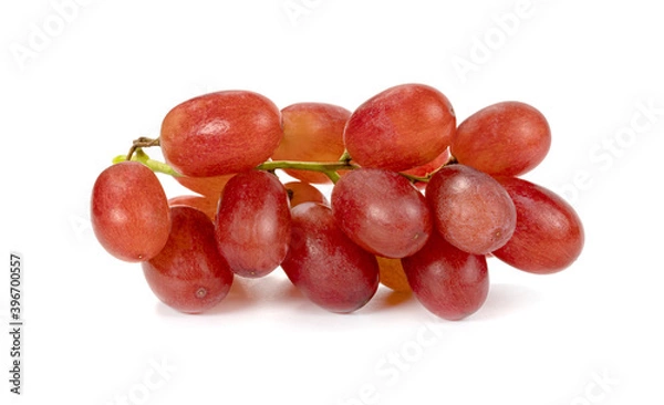 Fototapeta Closeup red seedless grapes isolated on white background
