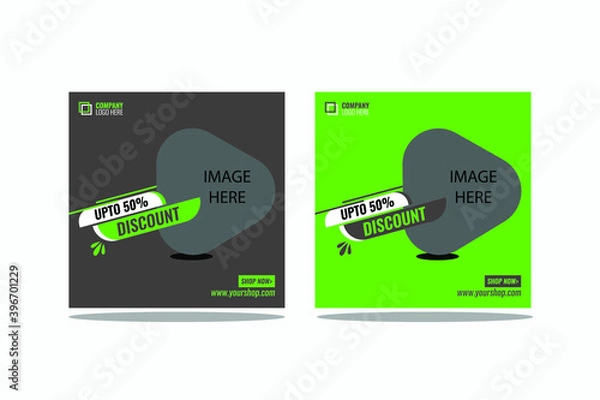 Fototapeta Set of social media post for a discount offer