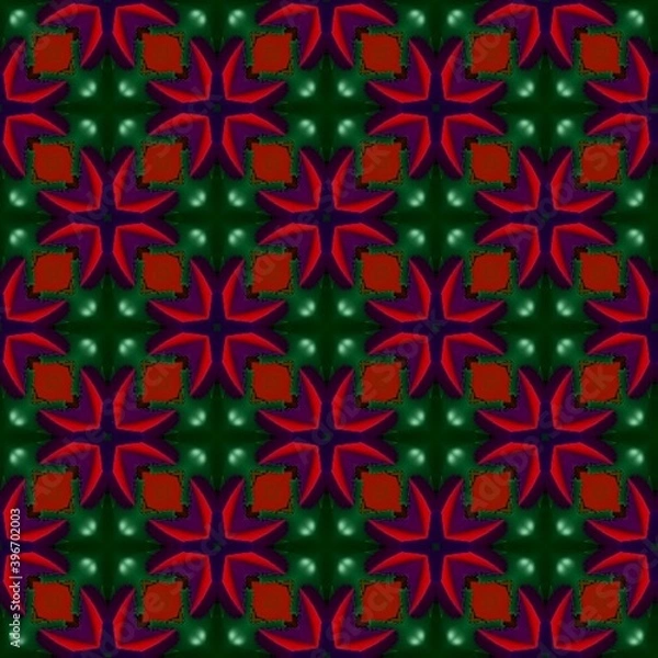Fototapeta colorful symmetrical repeating patterns for textiles, ceramic tiles, wallpapers and designs.