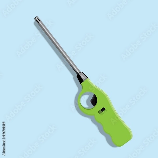 Fototapeta vector illustration long gas lighter in green