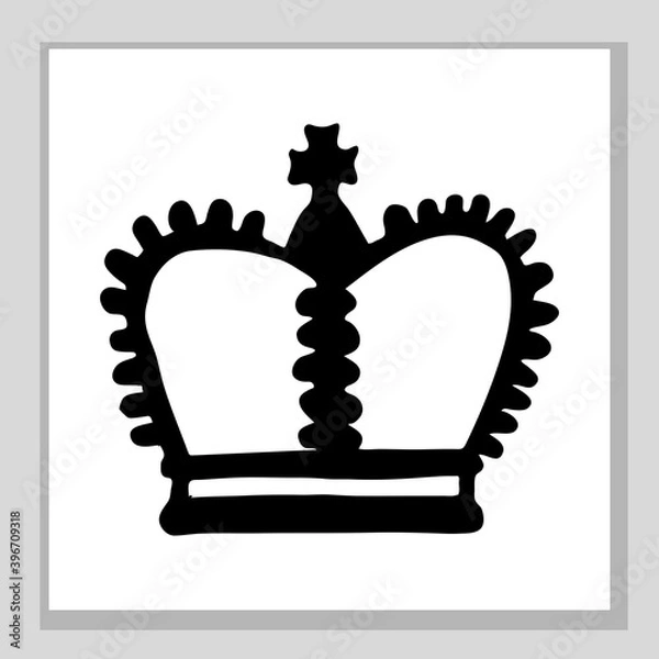 Fototapeta The crown of the king and queen. Or a princess and a prince. Nice, funny drawing. Hand drawing doodle. Black and white sketch. Vector.
