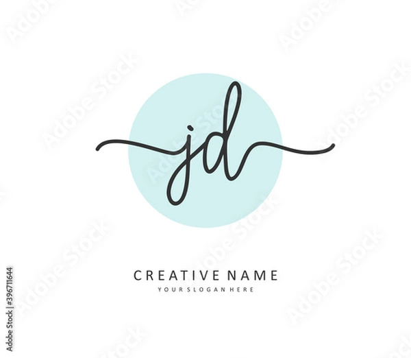 Obraz JD Initial letter handwriting and signature logo. A concept handwriting initial logo with template element.