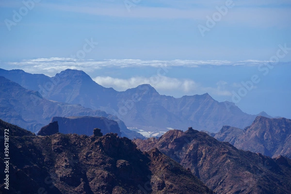 Fototapeta Mountain view over the clouds, Canaries, Spain