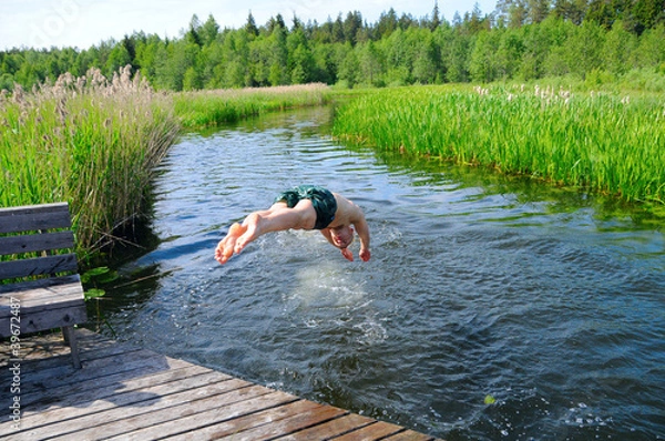 Obraz Diving in the river