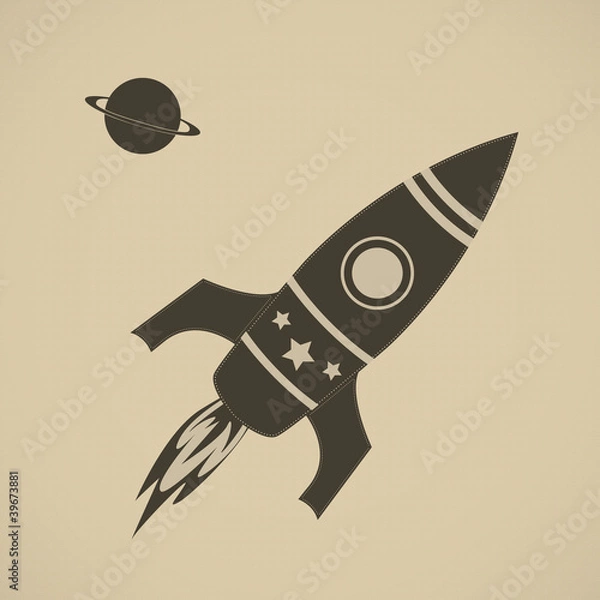 Obraz Vintage rocket in space