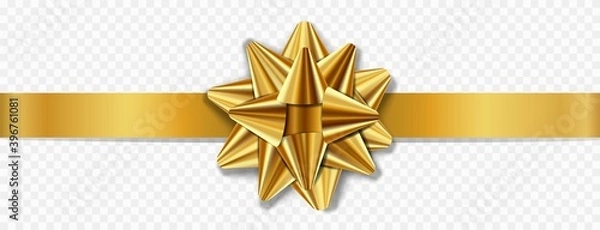 Obraz Gold bow isolated on transparent background.	