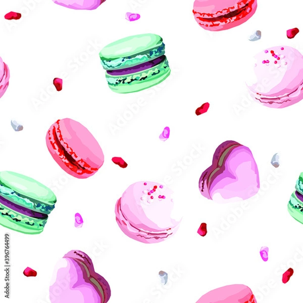 Obraz vector seamless pattern with macarons cakes