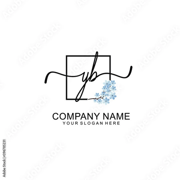 Fototapeta Initial YB Handwriting, Wedding Monogram Logo Design, Modern Minimalistic and Floral templates for Invitation cards