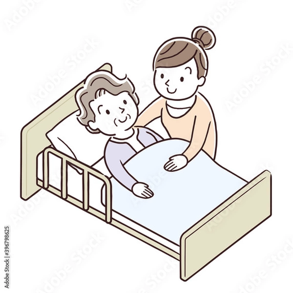 Obraz ベクターイラスト素材：シニア女性の介護をする若い女性
