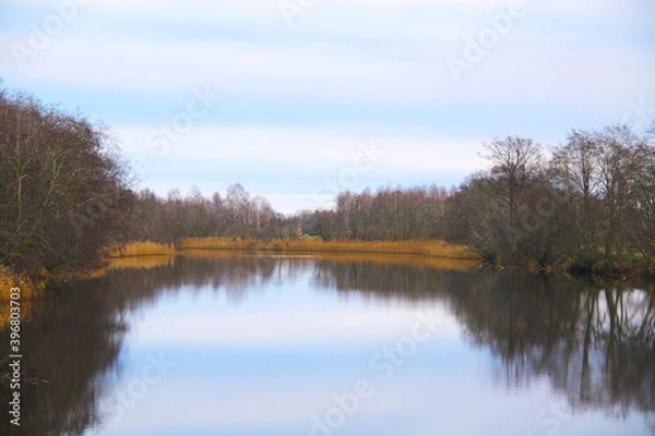 Obraz river and autumn trees