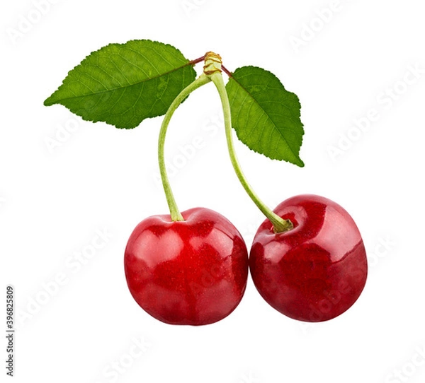 Fototapeta Cherry isolated on white background with clipping path