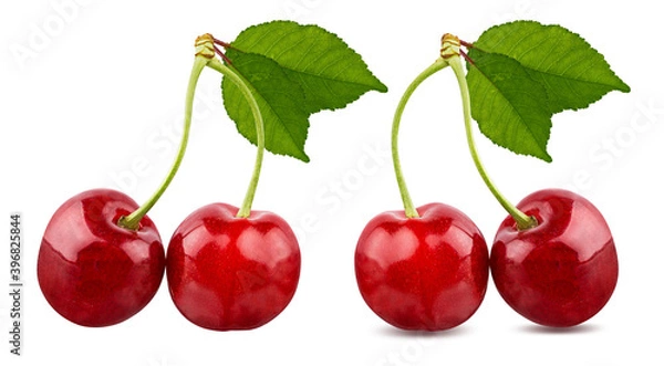 Fototapeta Cherry isolated on white background with clipping path