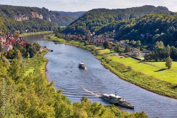Obraz Sächsische Schweiz - Stadt Wehlen - Elbblick