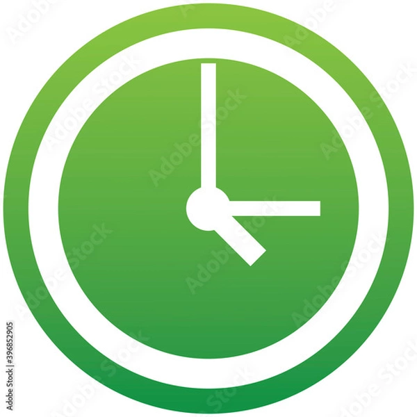 Fototapeta Clock Icon of a set in trendy flat style isolated on white background. Retro mobile symbol on green gradient button for your web site design, logo, app, UI. Vector illustration, EPS10.