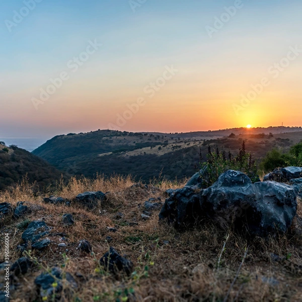 Obraz sunset over the mountains