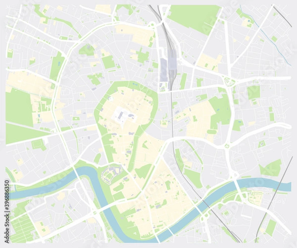 Fototapeta Krakow mapa Cracow map Poland vector Old town plan