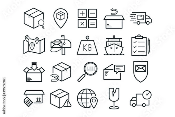 Fototapeta Cargo and Mail Delivery icons. Vector set