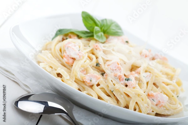 Obraz Pasta with salmon