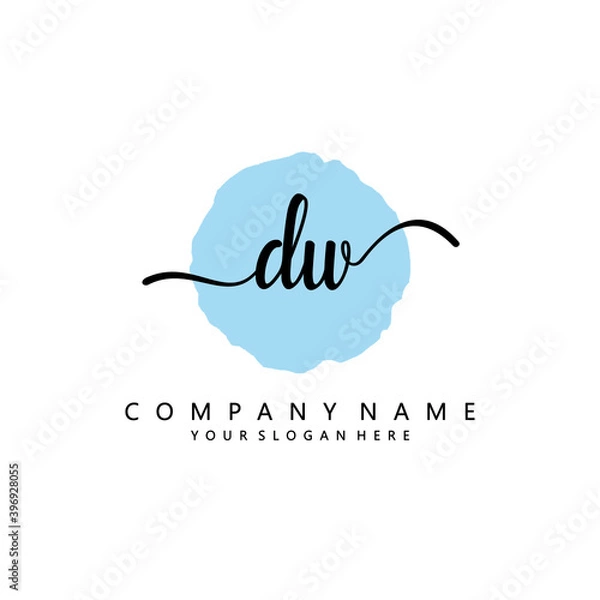 Obraz DW Initial handwriting logo template vector

