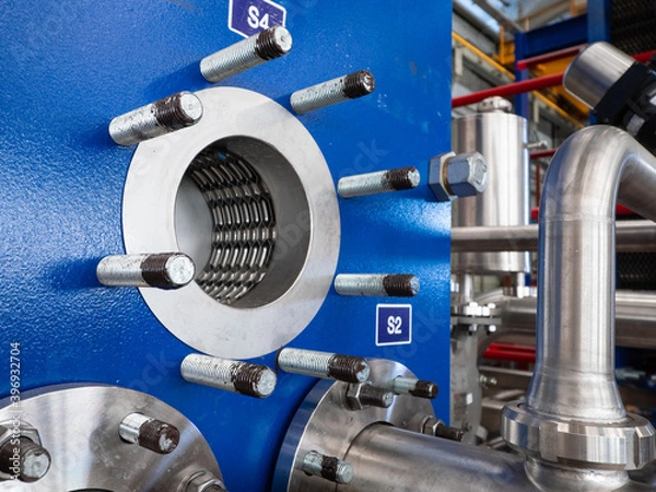 Fototapeta Front plate of plate heat exchanger