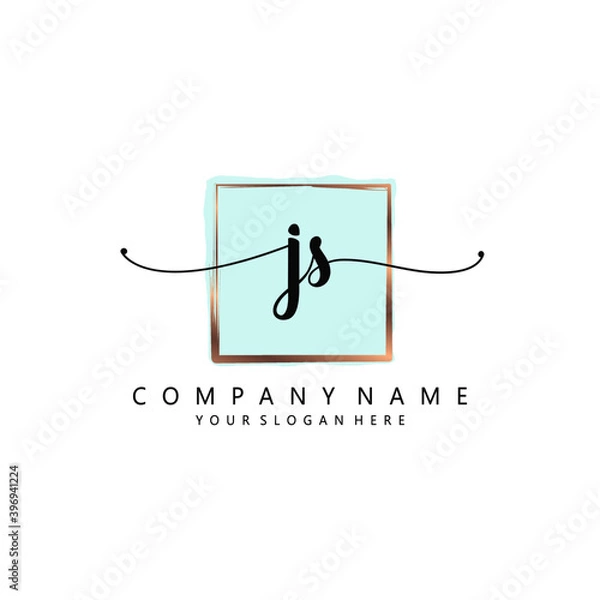 Fototapeta JS Initial handwriting logo template vector
