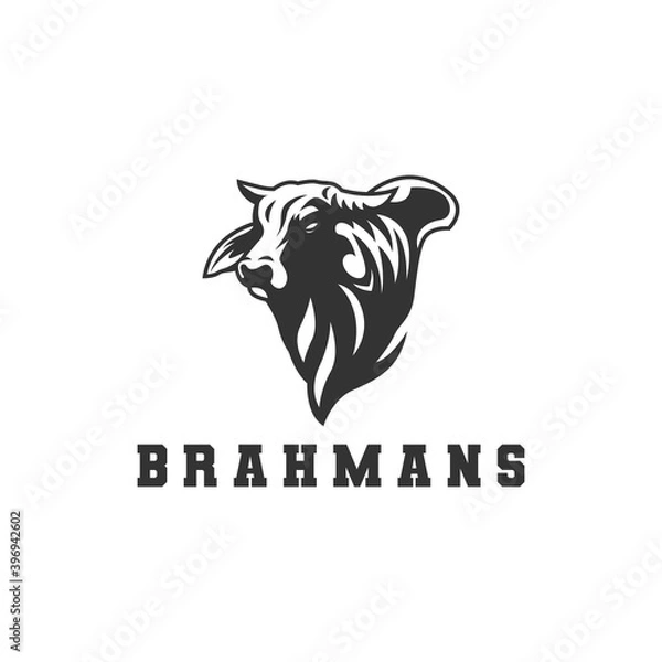 Obraz brahman cow logo, vector logo.