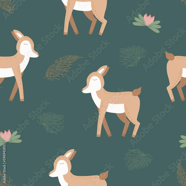 Fototapeta Vector deer.cartoon animals. Flat element for your design,pattern