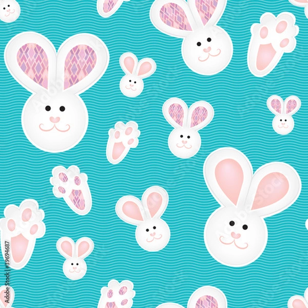 Fototapeta Cute children pattern with bunnies
