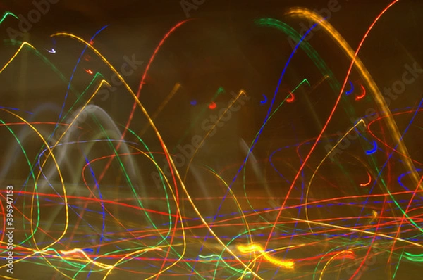 Obraz разноцветные линии, светящиеся огни на длинной выдержке