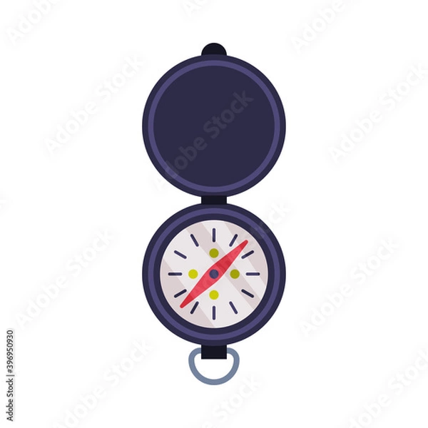 Fototapeta Compass Tool, Navigation Equipment, Hunter Tackles Flat Vector Illustration