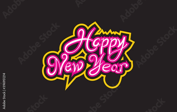 Fototapeta HAPPY NEW YEAR manual text lettering