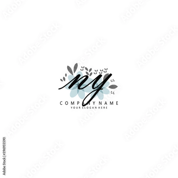Obraz NY Initial handwriting logo template vector 