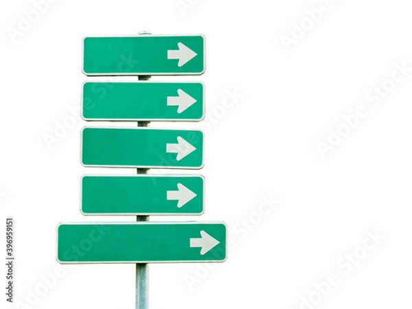 Fototapeta Blank directional signs isolated on white background (with clipping path)
