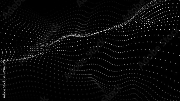 Fototapeta Abstract Molecural background. Particles wave. Science background. Space abstract. Futuristic point wave. 3D abstract digital wave particles. Landscape background vector. Vector illustration.