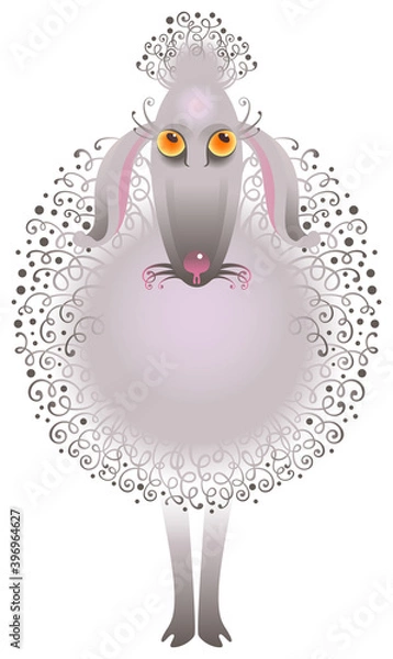 Fototapeta The stylized image of a lamb. Humor. Vector graphics