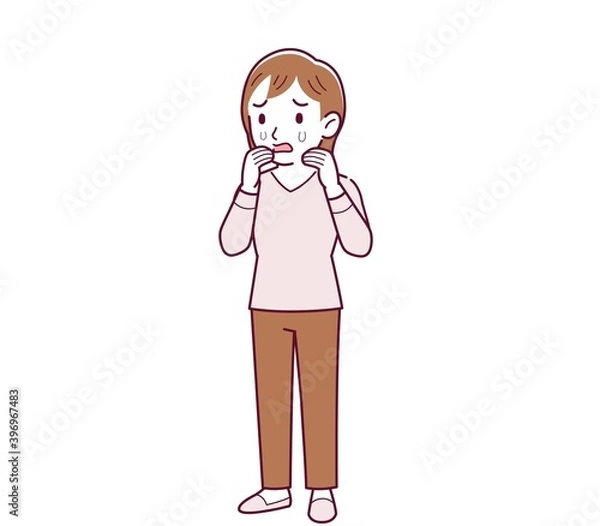 Fototapeta ピンクの長袖の若い女性