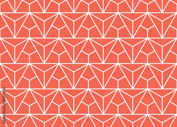 Fototapeta The geometric pattern with lines. Seamless vector background. White and pink texture. Graphic modern pattern. Simple lattice graphic design