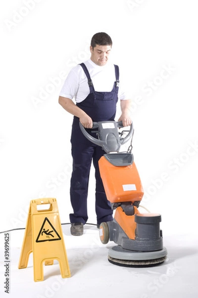 Obraz cleaning floor with machine