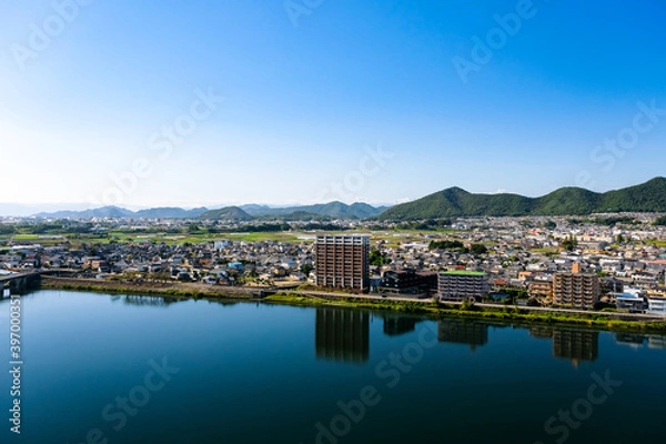 Fototapeta 愛知県犬山市 犬山城から眺める街並み 各務原市方面
