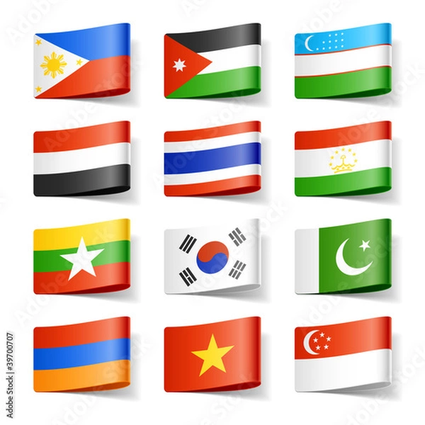 Obraz Flagi światowe. Azja.