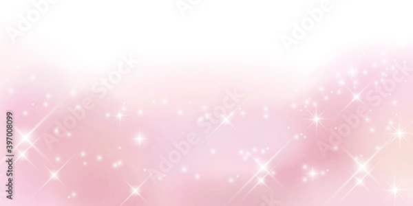 Fototapeta ドリーミなピンク色の素材背景 キラキラ大きめ 2:1比率（下に装飾）