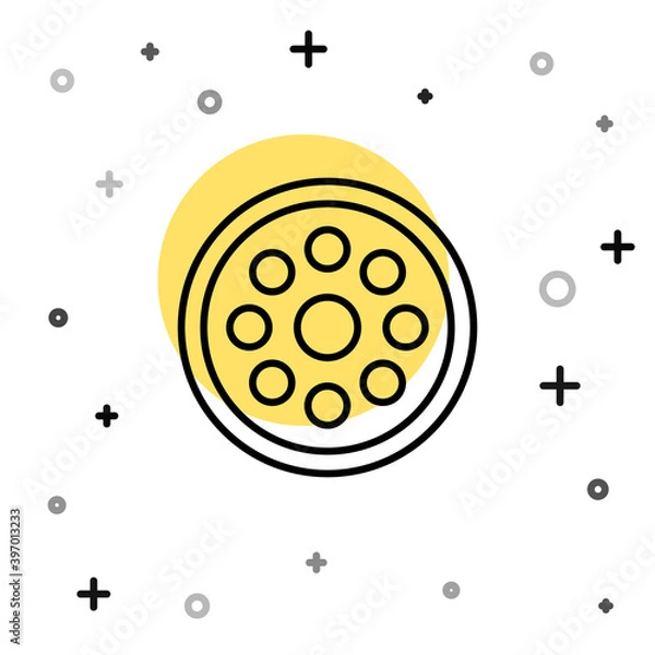 Fototapeta Black line Sewing button for clothes icon isolated on white background. Clothing button. Random dynamic shapes. Vector Illustration.