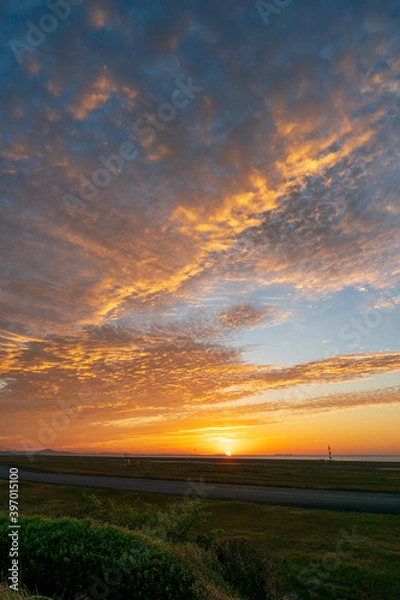 Obraz 秋の空港の朝焼け