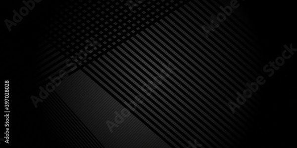 Obraz Black abstract background with metal texture and lines. Vector illustration design for business presentation, banner, cover, web, flyer, card, poster, game, texture, slide, magazine, and powerpoint.