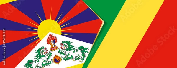 Fototapeta Tibet and Congo flags, two vector flags.