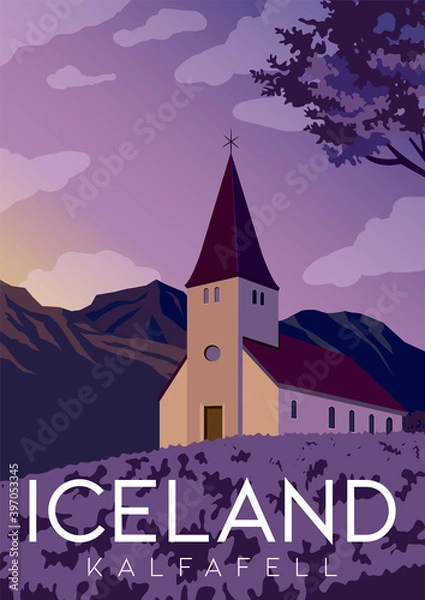 Obraz Kalfafell Iceland Vector Illustration Background