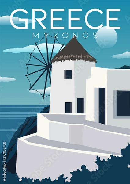 Fototapeta Greece Vector Illustration Background