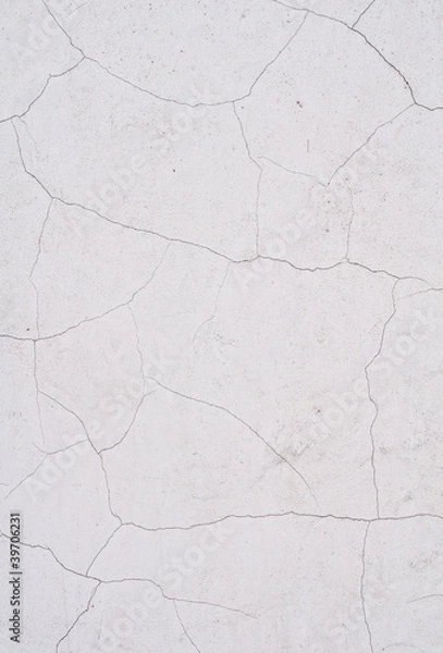 Obraz cracked painted white cement wall